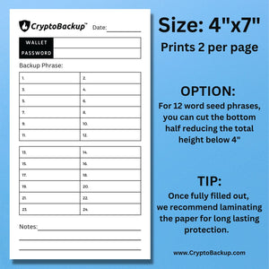 FREE Backup Phrase Template